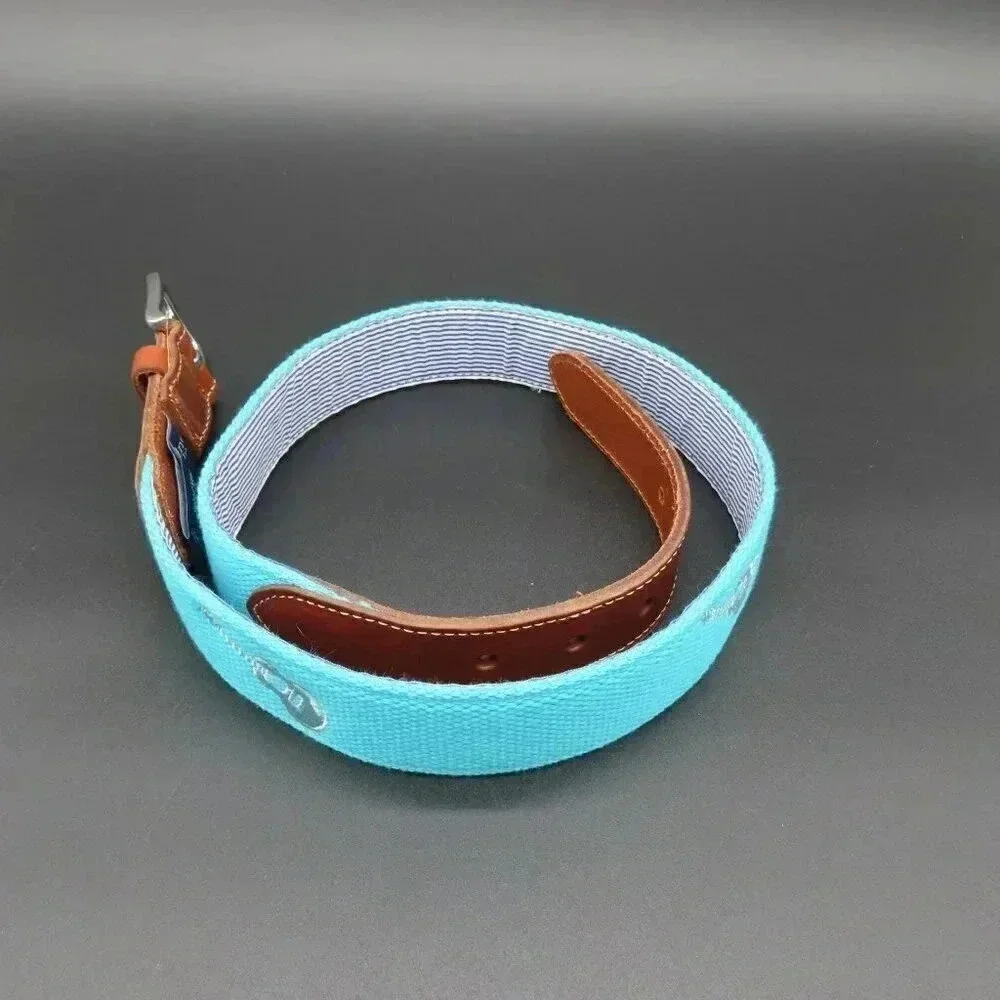 Vineyard Vines Men's Guitar Canvas Leather Belt Size 32